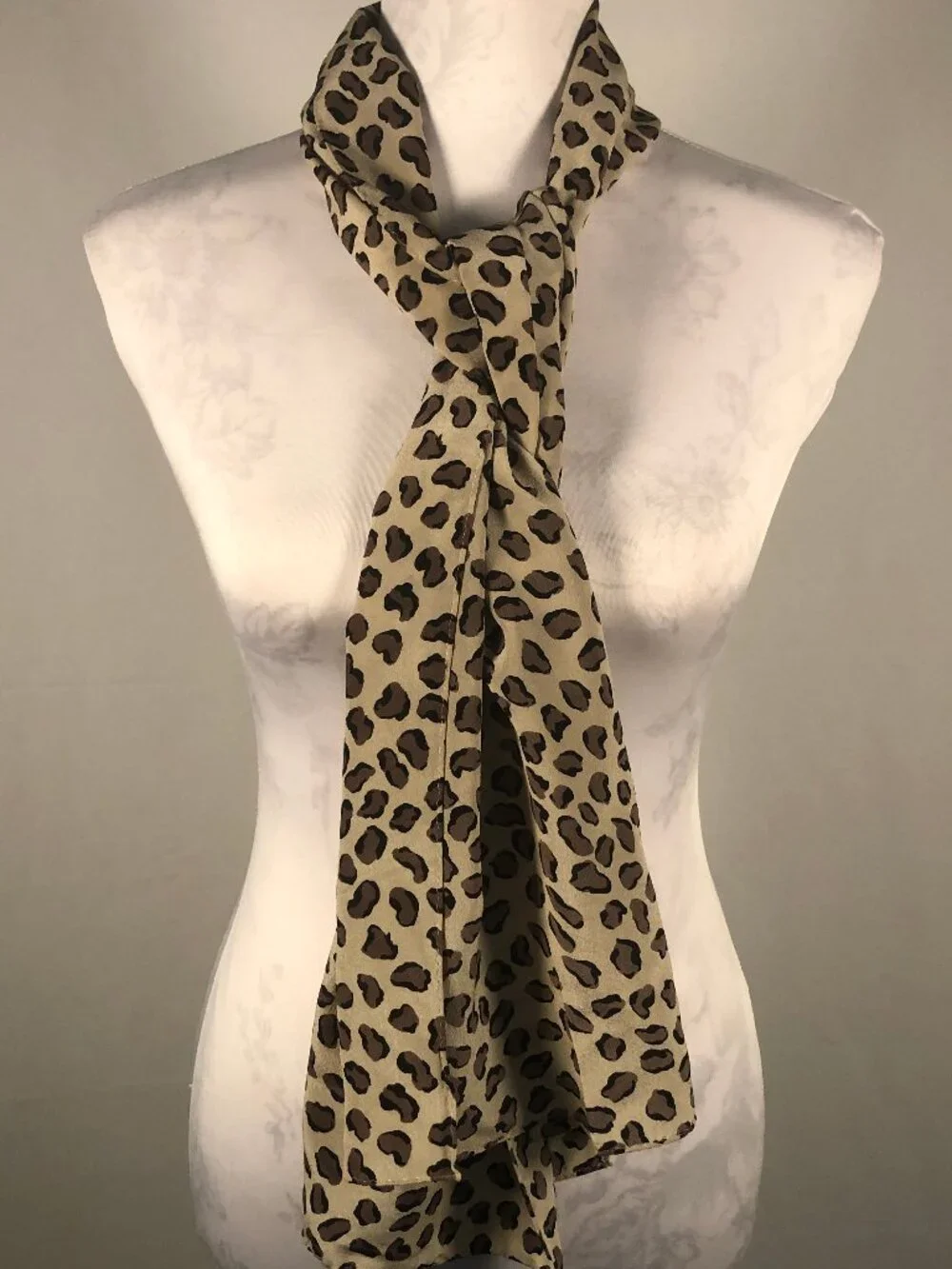🐆 Vintage CASCA 100% Silk Leopard Print Scarf  Made in Korea | Long Rectangular